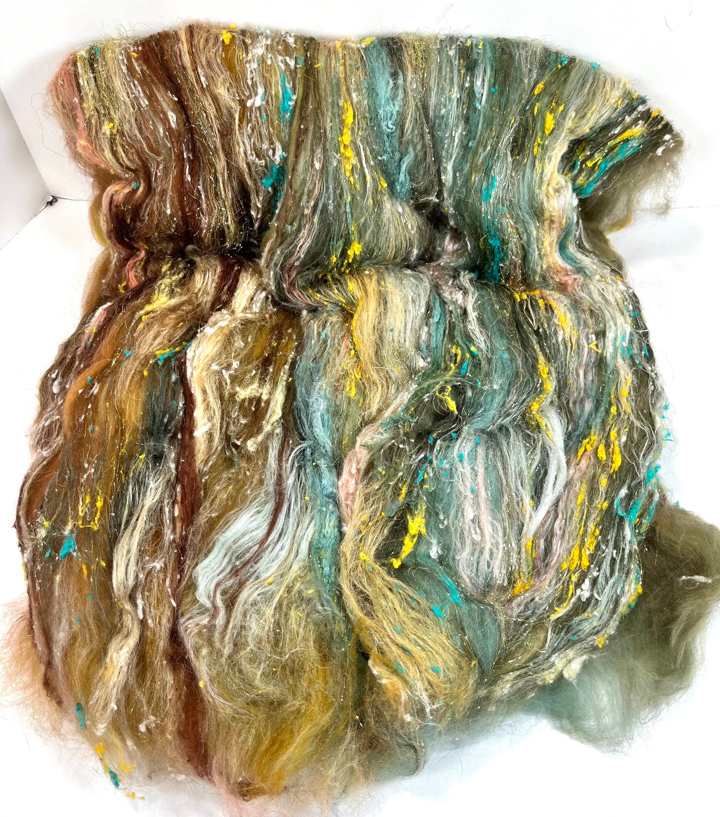 Prairie Batt 0730-02 - 3.9 oz soft wool, silk, noils, spinning fiber, drumcarded, handspinning, nuno, felting wool