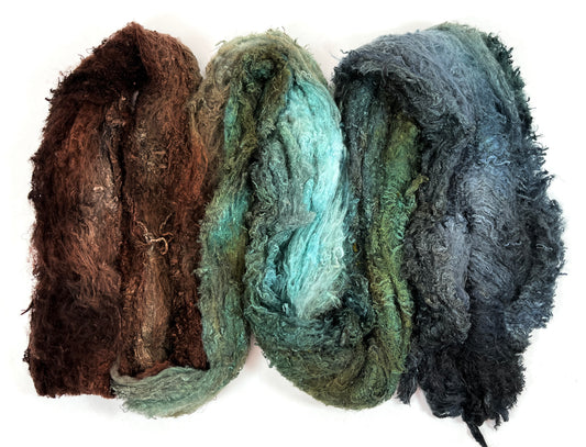 Silk Laps, 0422-01, 2.8 oz, mulberry silk, nuno, wet felting, spinning fiber, art yarn, handspinning, felting fiber, corespinning, nunofelting