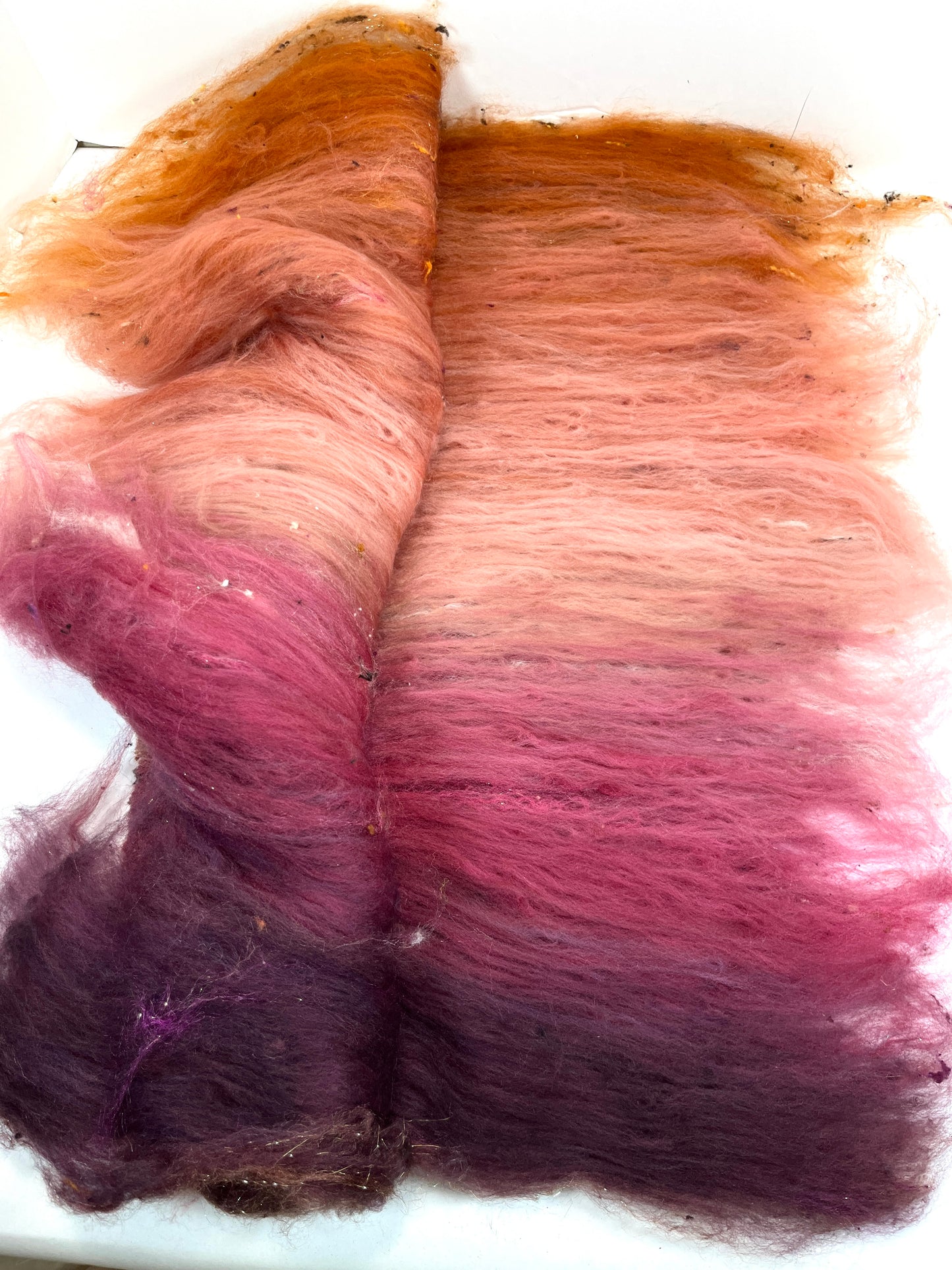Rowena Gradient Batt 0815-04 - 2.6 oz Polwarth wool, silk, noils, spinning fiber, handspinning, nuno, felting wool, weaving, spindle