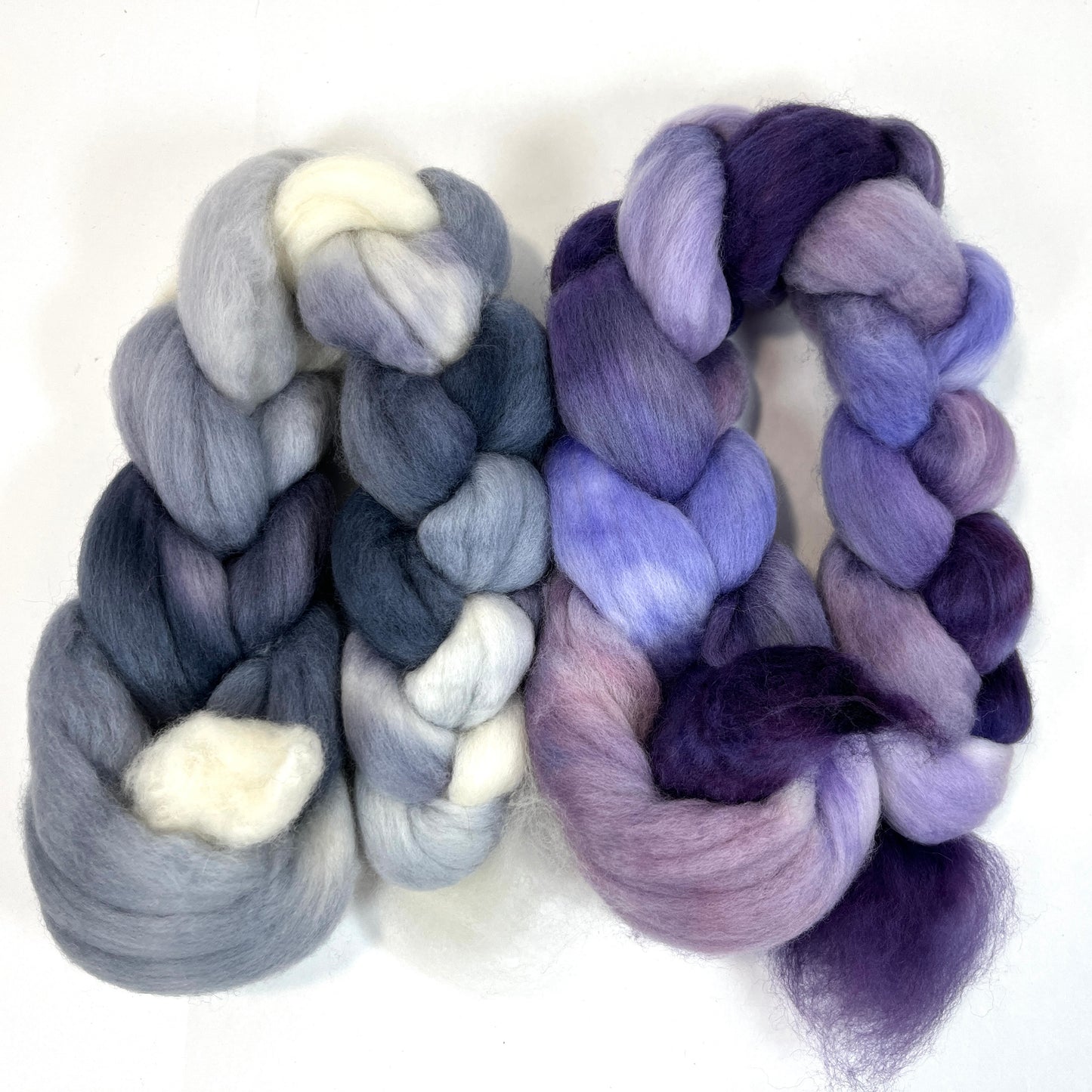 Wisteria and African Grey combo - 4 oz total, Falkland Merino wool combed top, roving, spinning fiber, handspinning, felting
