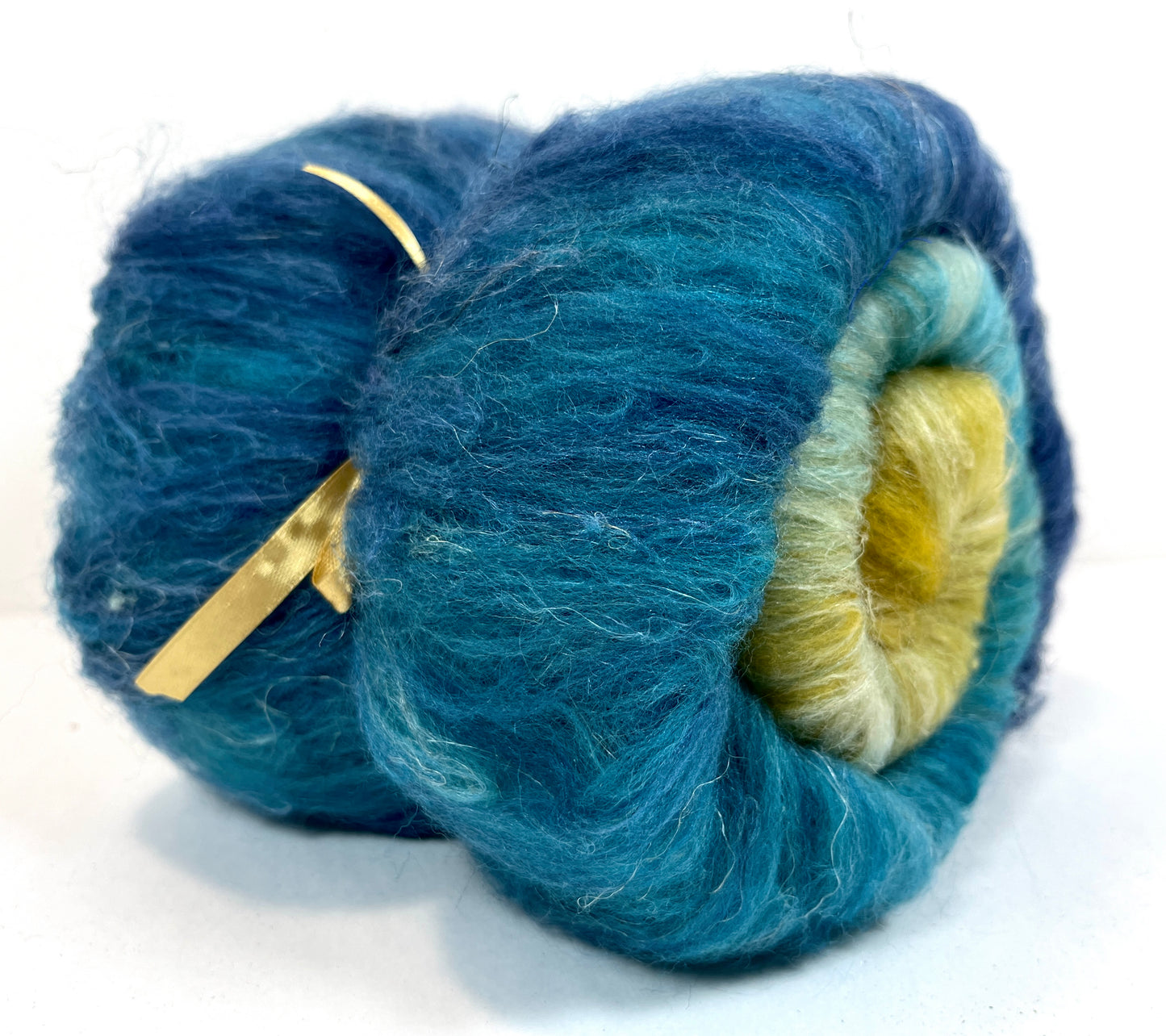 Oceanus Batt 1226-01, 3.4 oz Merino wool, silk, flax, spinning fiber, drumcarded, handspinning, nuno, felting wool