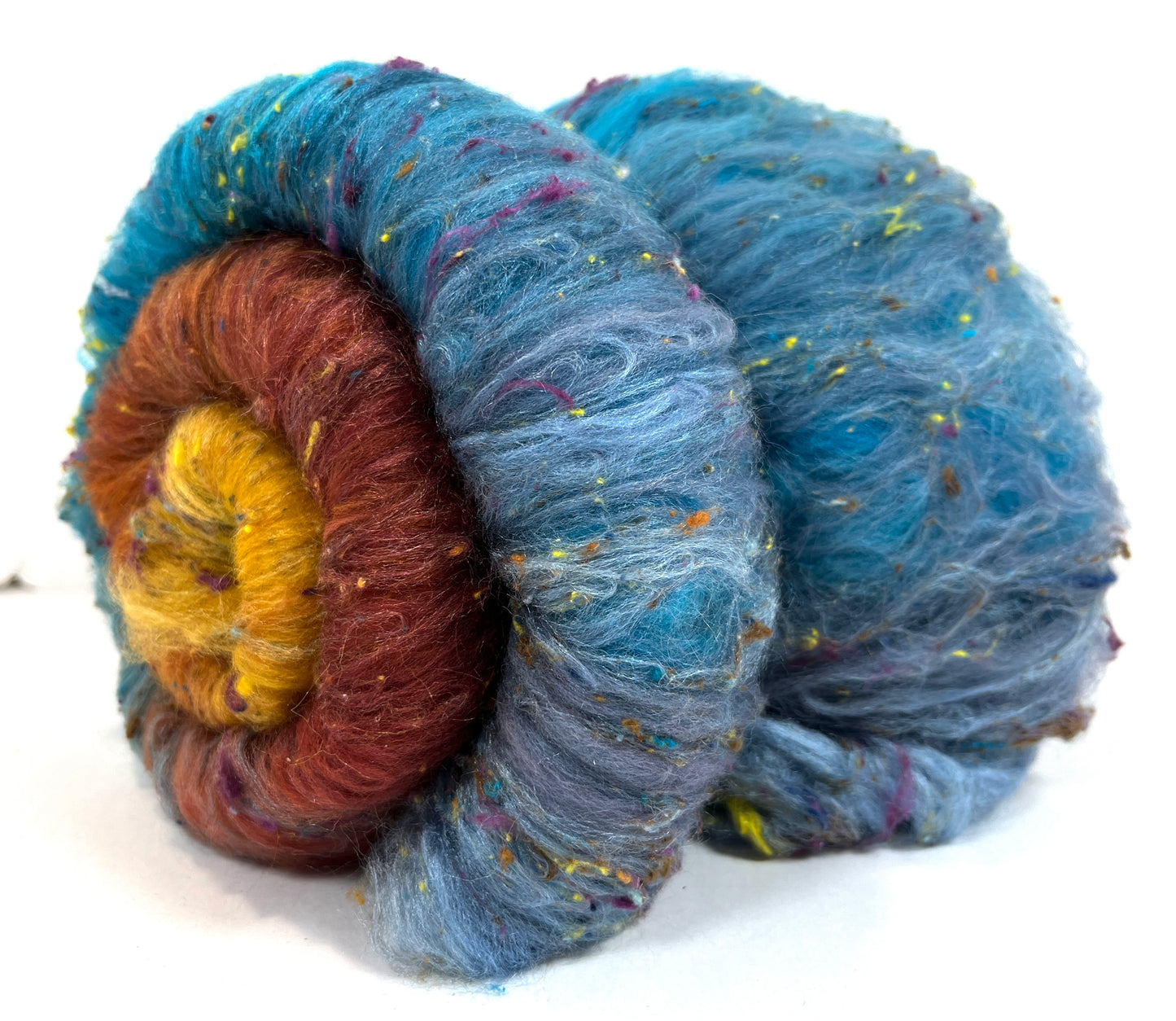 Gradient Batt 1215-05 - 2.6 oz Polwarth wool, silk, noils, spinning fiber, drumcarded, handspinning, nuno, felting wool