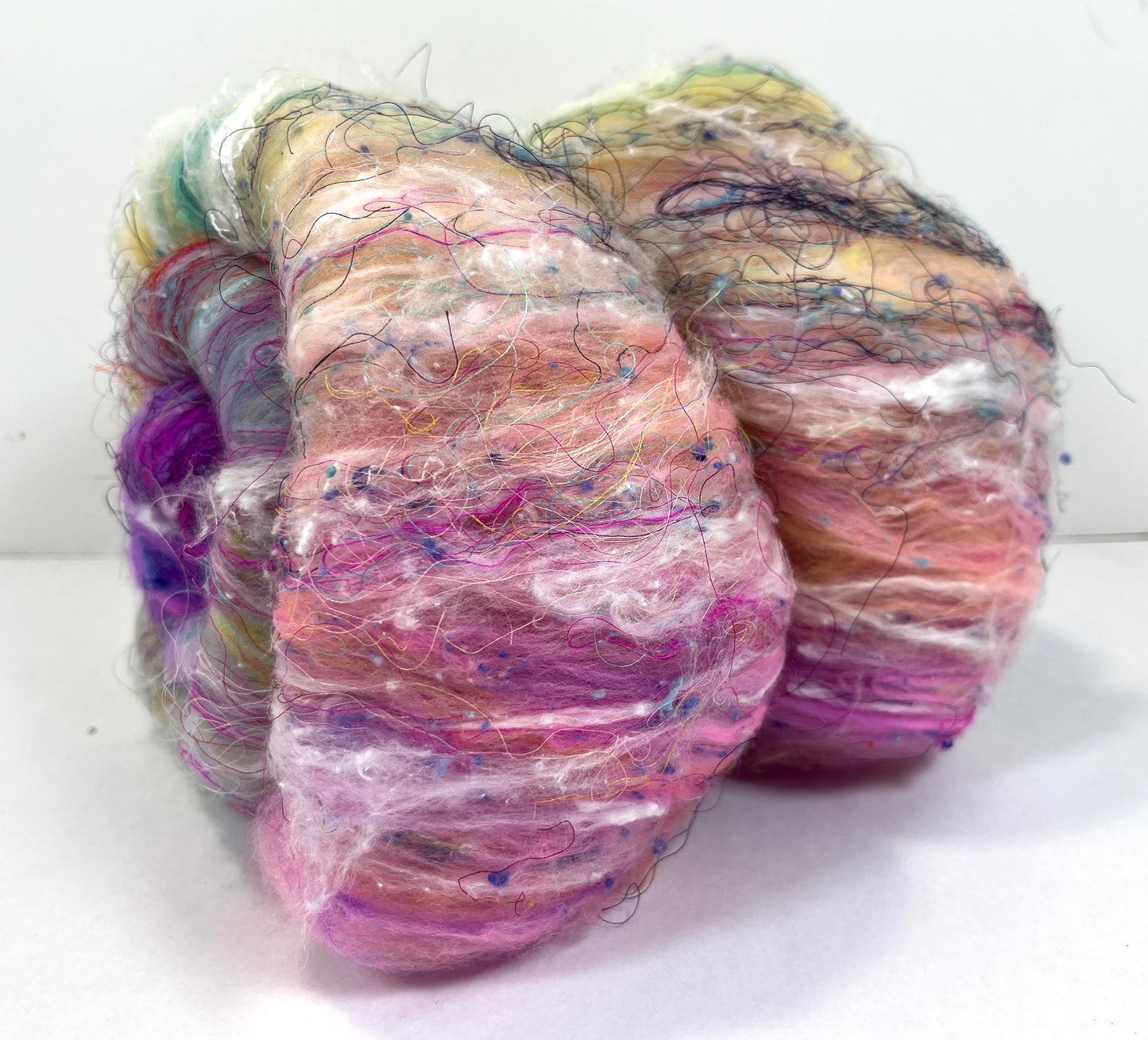 Smooth and Silky Batt 1202-01 - 3.1 oz soft wools, silk, noils, spinning fiber, handspinning, nuno, felting wool, weaving