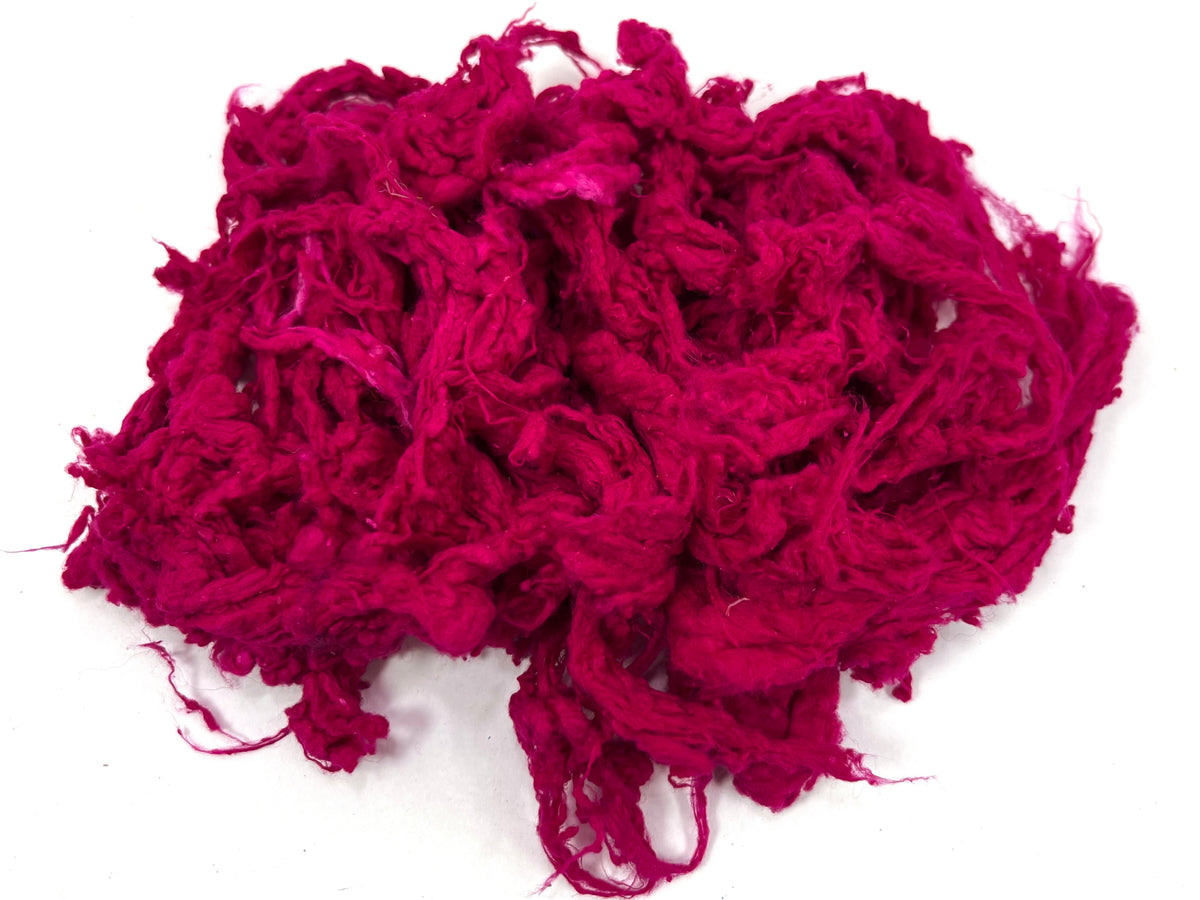 Tussah silk noils - Magenta, 1 oz, recycled, nuno, felting, spinning fiber, art yarn, handspinning, felting, paper making 0907-04