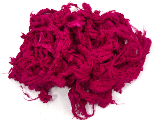 Tussah silk noils - Magenta, 1 oz, recycled, nuno, felting, spinning fiber, art yarn, handspinning, felting, paper making 0907-04