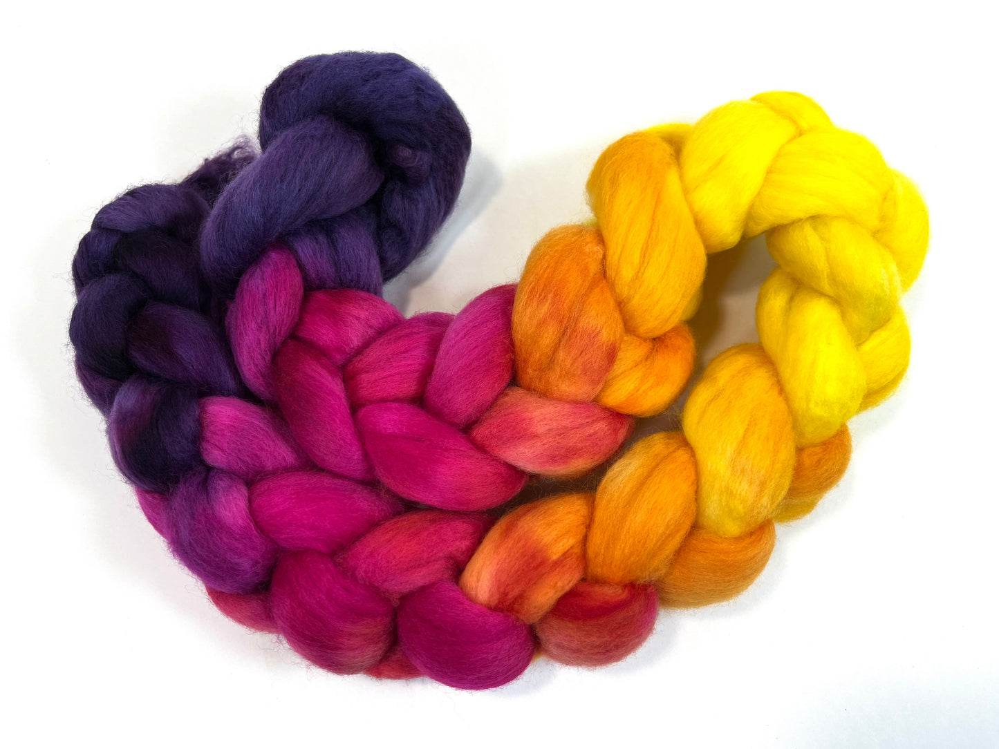 Sassy MG - 4 oz hand painted wool combed top, roving, spinning fiber, handspinning, felting