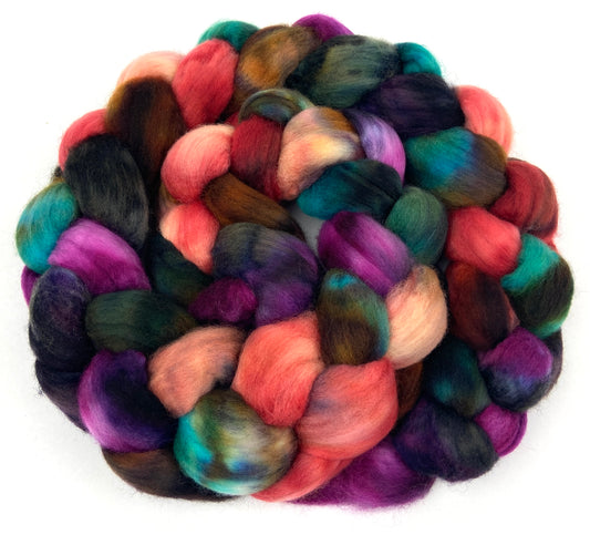 Superstar SC - 4 oz hand painted wool combed top, roving, spinning fiber, handspinning, felting