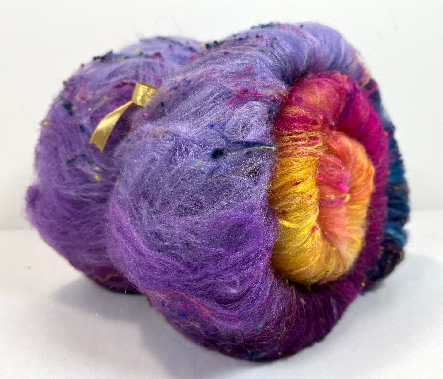Big Sky Sunset Batt 1215-07 - 2.7 oz Cormo wool, silk, noils, spinning fiber, drumcarded, handspinning, nuno, felting wool