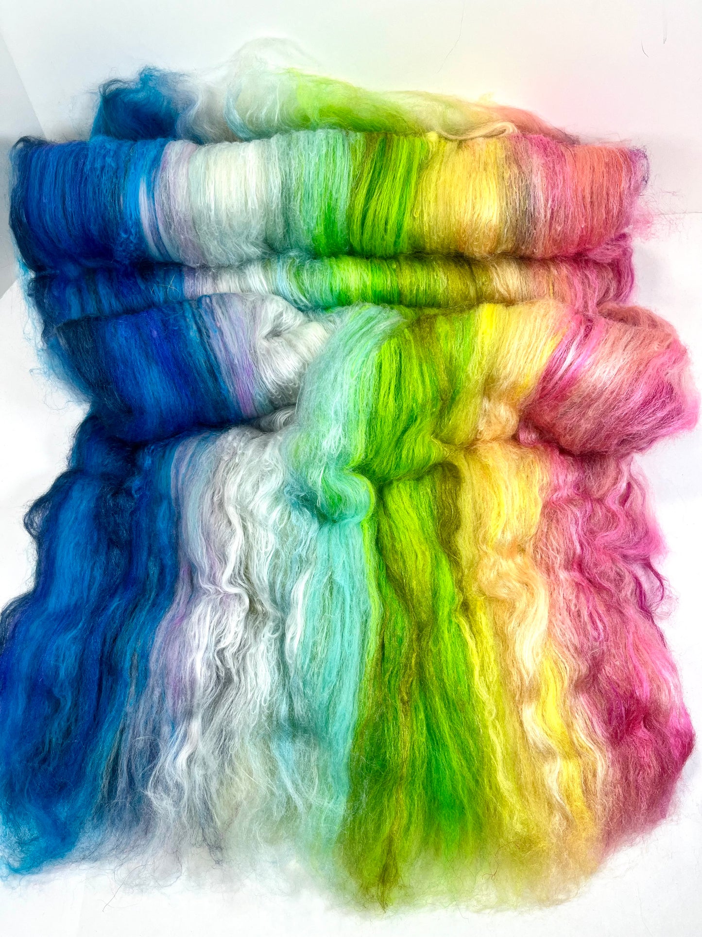 Art Batt 0801-02 - 4.8 oz soft wool, tussah silk, spinning fiber, drumcarded, handspinning, nuno, felting wool