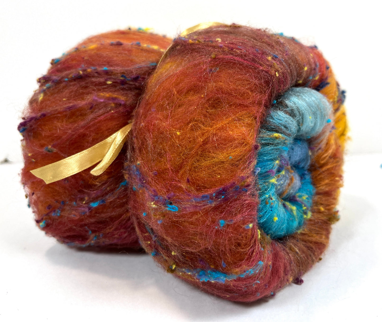 Gradient Batt 1215-06 - 2.6 oz Polwarth wool, silk, noils, spinning fiber, drumcarded, handspinning, nuno, felting wool