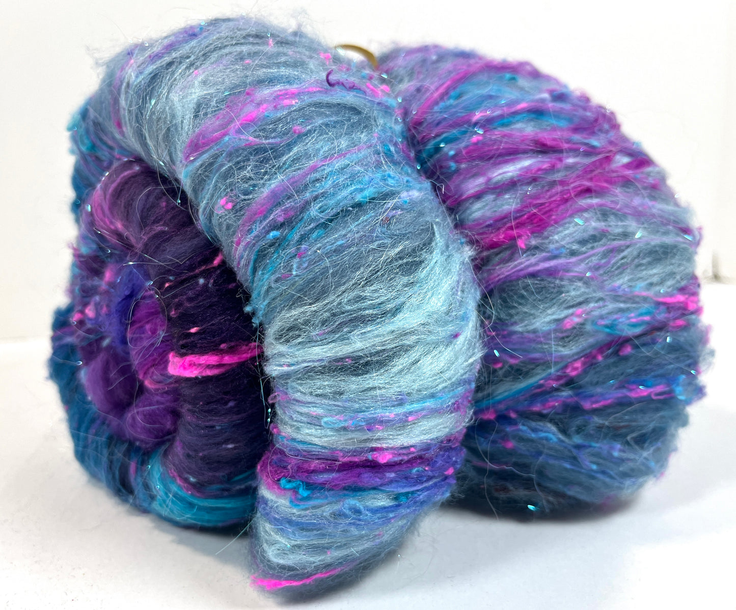 Nightberry Batt 0330-02 - 2.7 oz Polwarth wool, silk, noils, spinning fiber, drumcarded, handspinning, nuno, felting wool