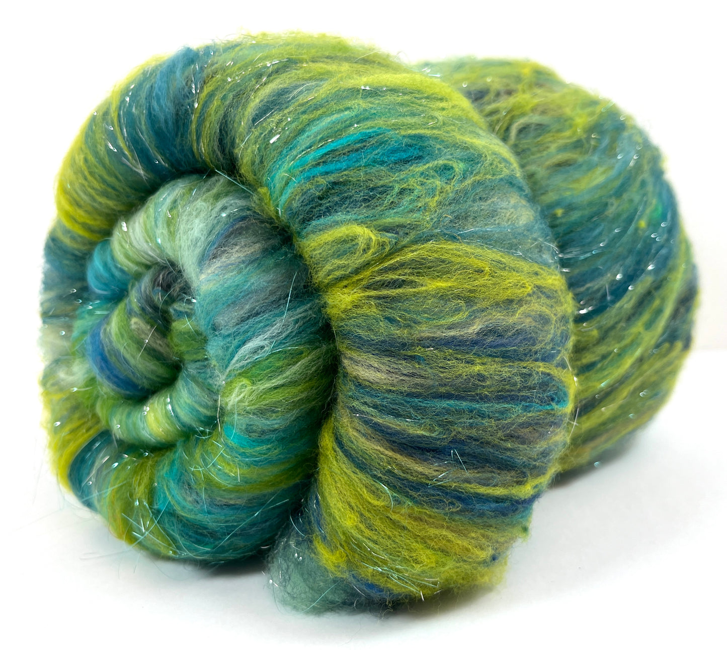 Crayon Box Batt 0524-04 - 3.3 oz Soft wool, sparkle, spinning fiber, drumcarded, handspinning, nuno, felting wool