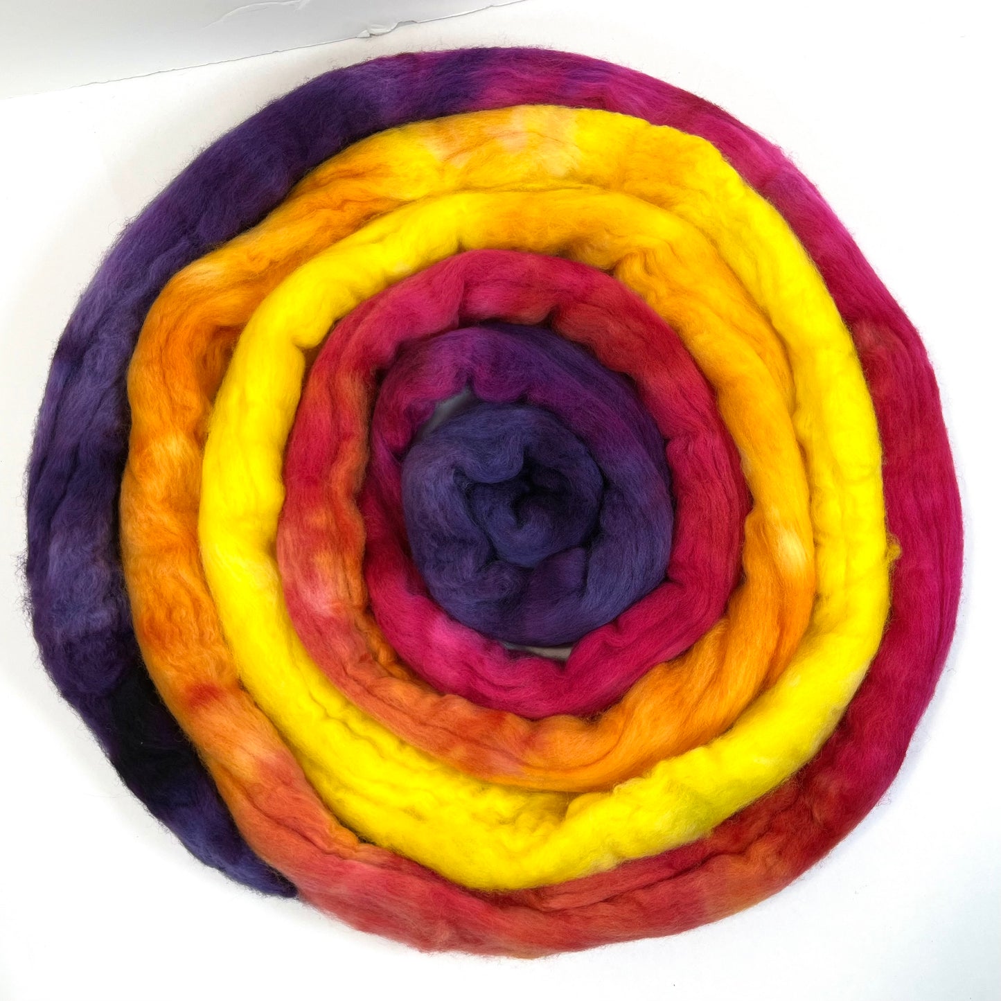 Sassy MG - 4 oz hand painted wool combed top, roving, spinning fiber, handspinning, felting