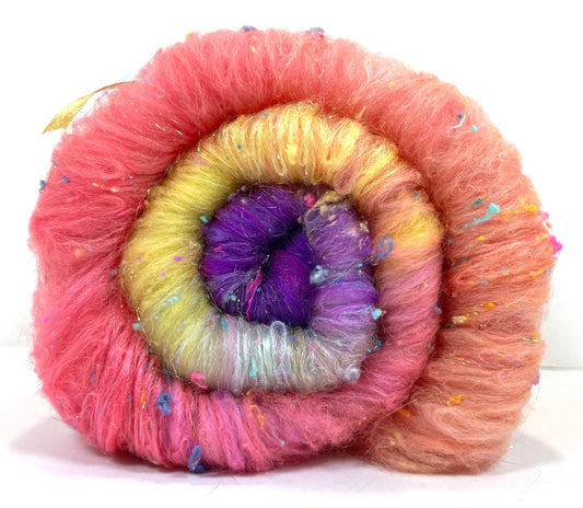 Cindy Lou Gradient Batt 0801-02 - 2.6 oz Polwarth wool, silk, noils, spinning fiber, handspinning, nuno, felting wool, weaving, spindle