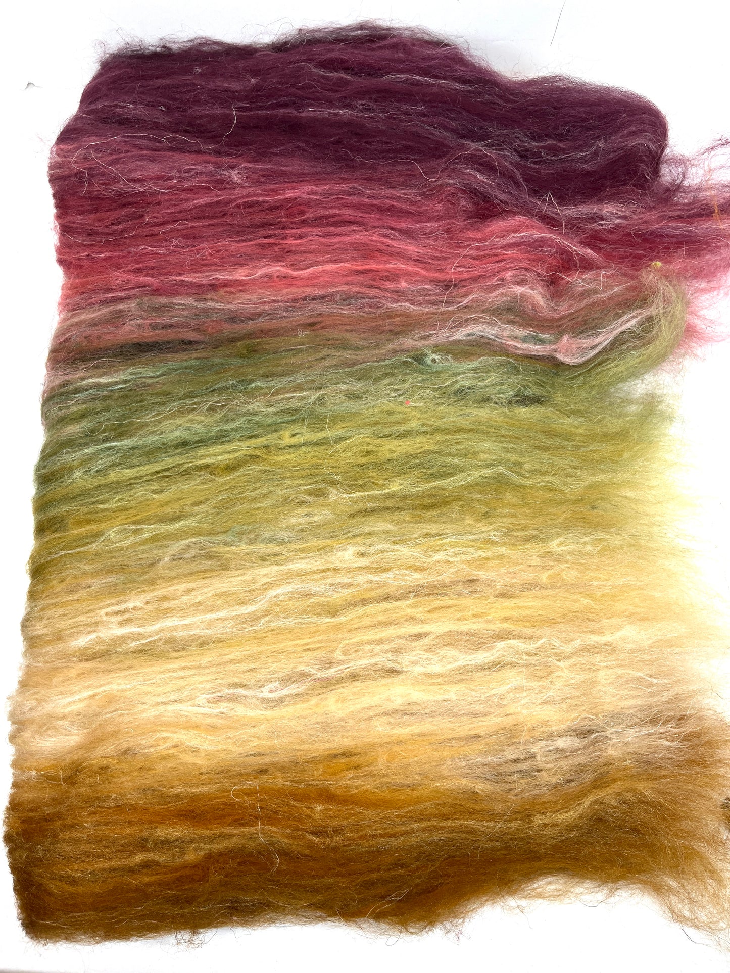 Renaissance Batt 0211-01 - 2 oz Merino, silk, flax wool, silk, spinning fiber, drumcarded, handspinning, nuno, felting wool