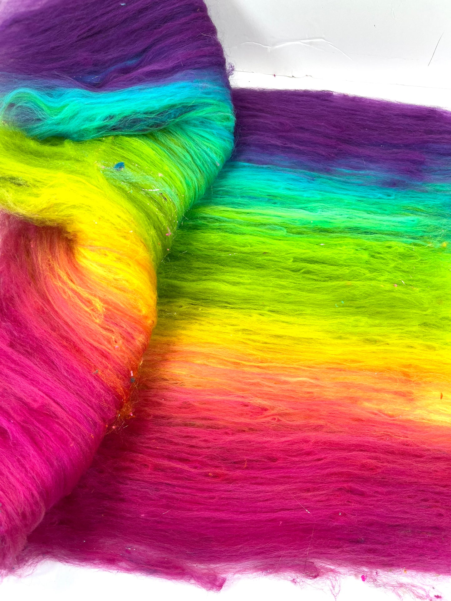 Tie Dye Gradient Batt 0508-05 - 2.9 oz Polwarth wool, silk, noils, spinning fiber, drumcarded, handspinning, nuno, felting wool
