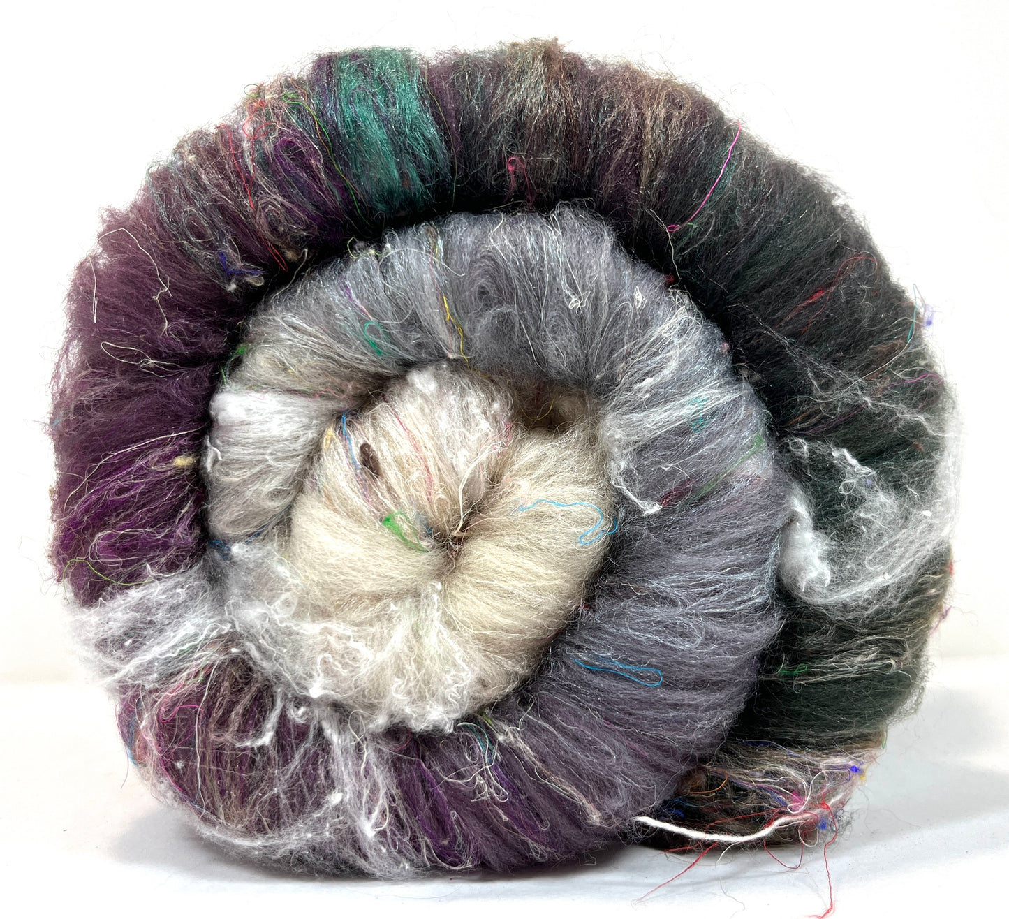 Morning Fog Batt 0104-02 - 2.5 oz Polwarth wool, silk, noils, spinning fiber, drumcarded, handspinning, nuno, felting wool
