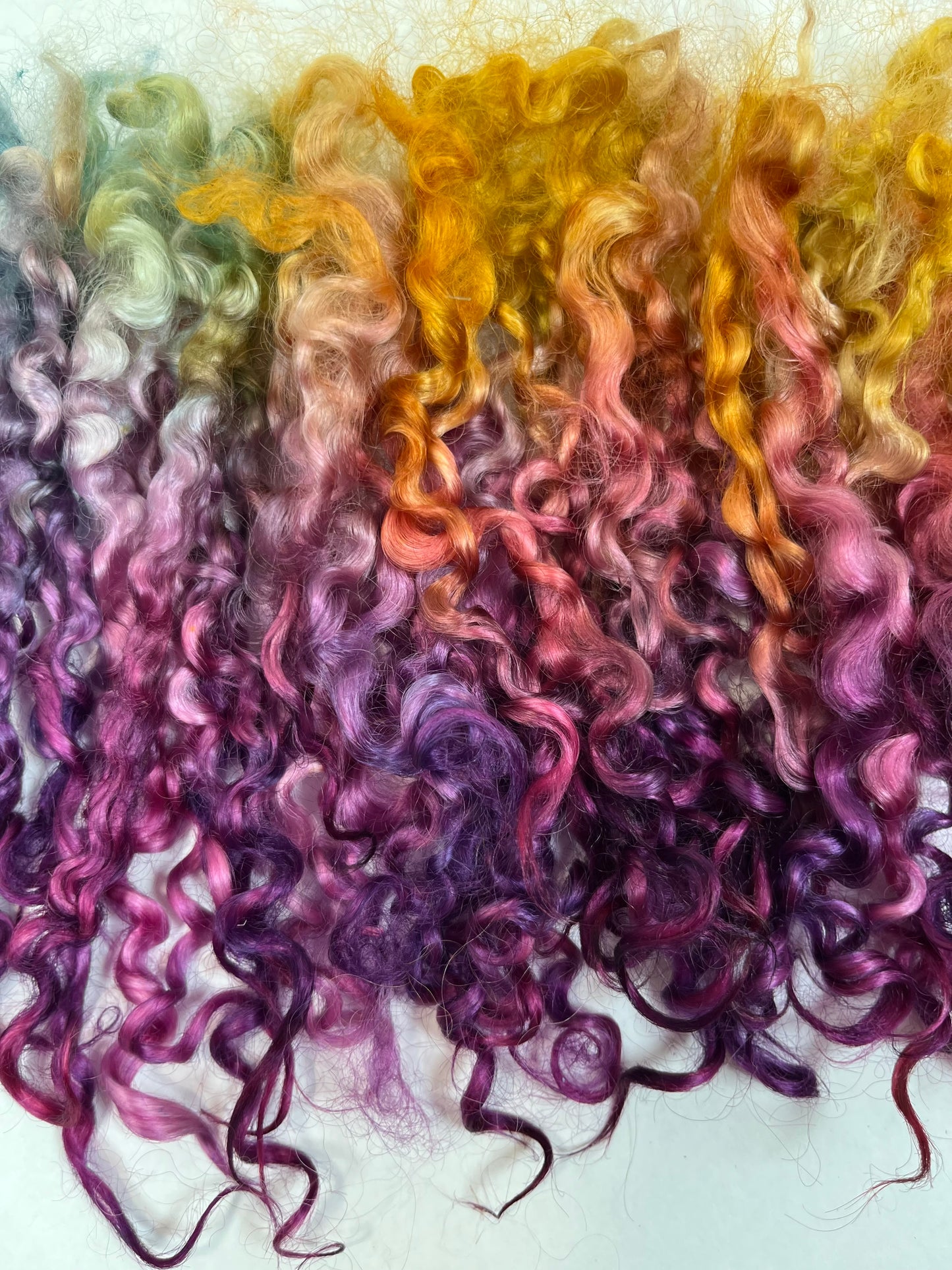 Wensleydale Locks, .9 oz, super clean, spinning, felting, fiber art, doll hair, nuno, lockspun yarn, 0715-03