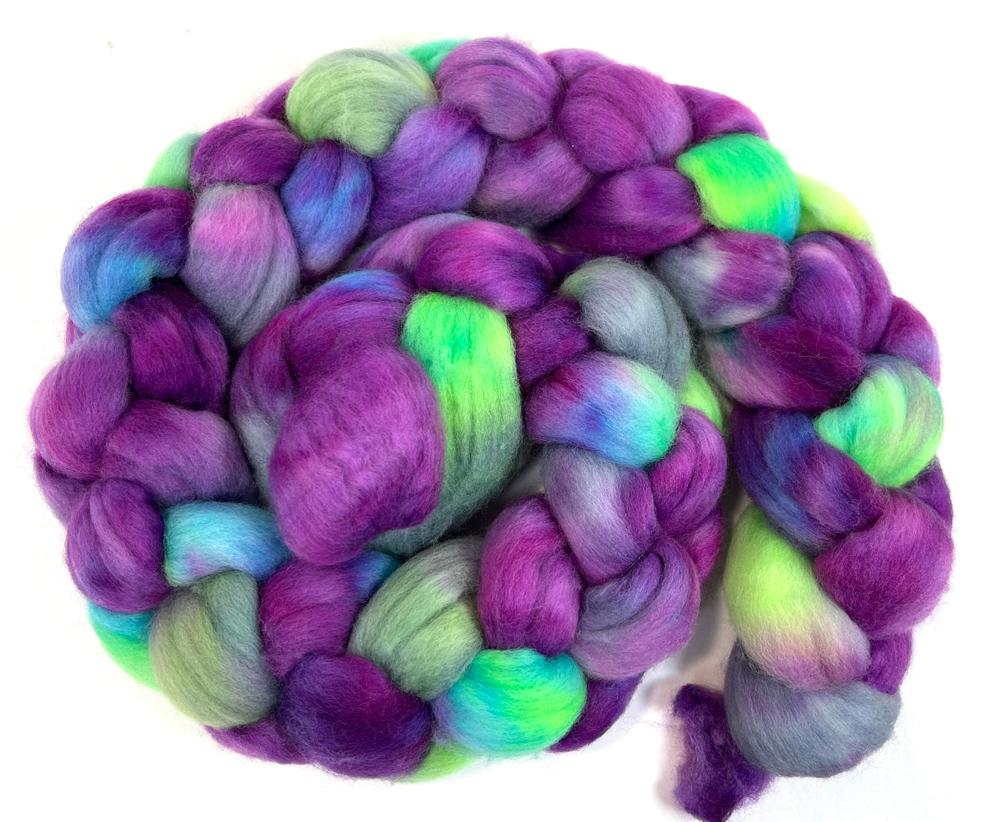 Test Braid 1210-03, 4 oz Falkland Merino wool combed top, roving, spinning fiber, handspinning, felting, needle felting, weaving supplies
