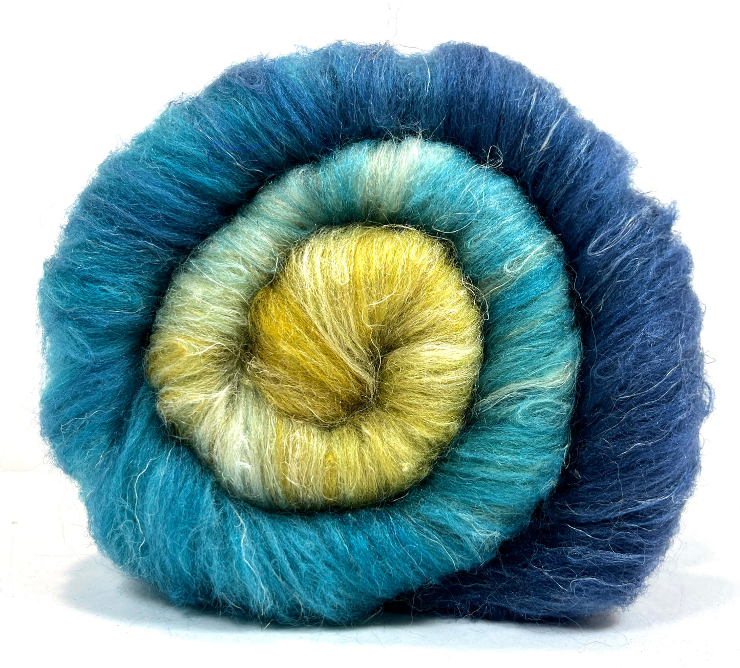 Oceanus Batt 1226-01, 3.4 oz Merino wool, silk, flax, spinning fiber, drumcarded, handspinning, nuno, felting wool