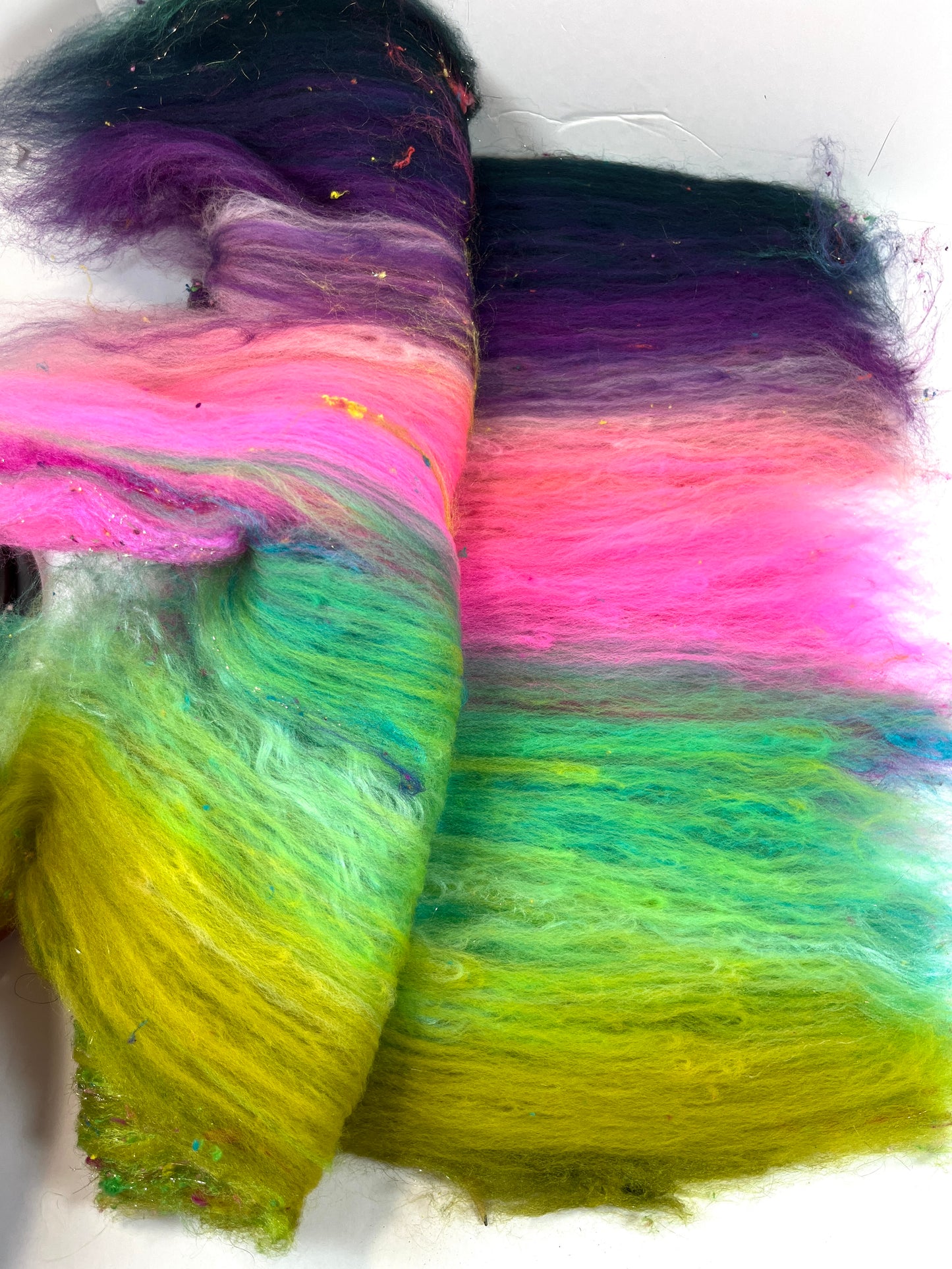 Drama Queen Batt 0407-01 - 2.8 oz Polwarth wool, silk, noils, spinning fiber, drumcarded, handspinning, nuno, felting wool