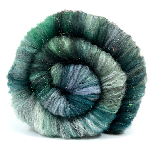 Crayon Box Batt 0525-05 - 3.4 oz Soft wool, sparkle, spinning fiber, drumcarded, handspinning, nuno, felting wool