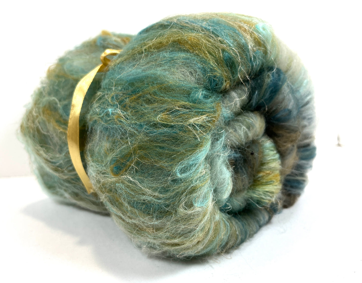 Tide Pool Special Batt 0830-01 - 3.1 oz Merino and Polwarth wool, silk, flax, spinning fiber, handspinning, nuno, felting wool, weaving, spindle