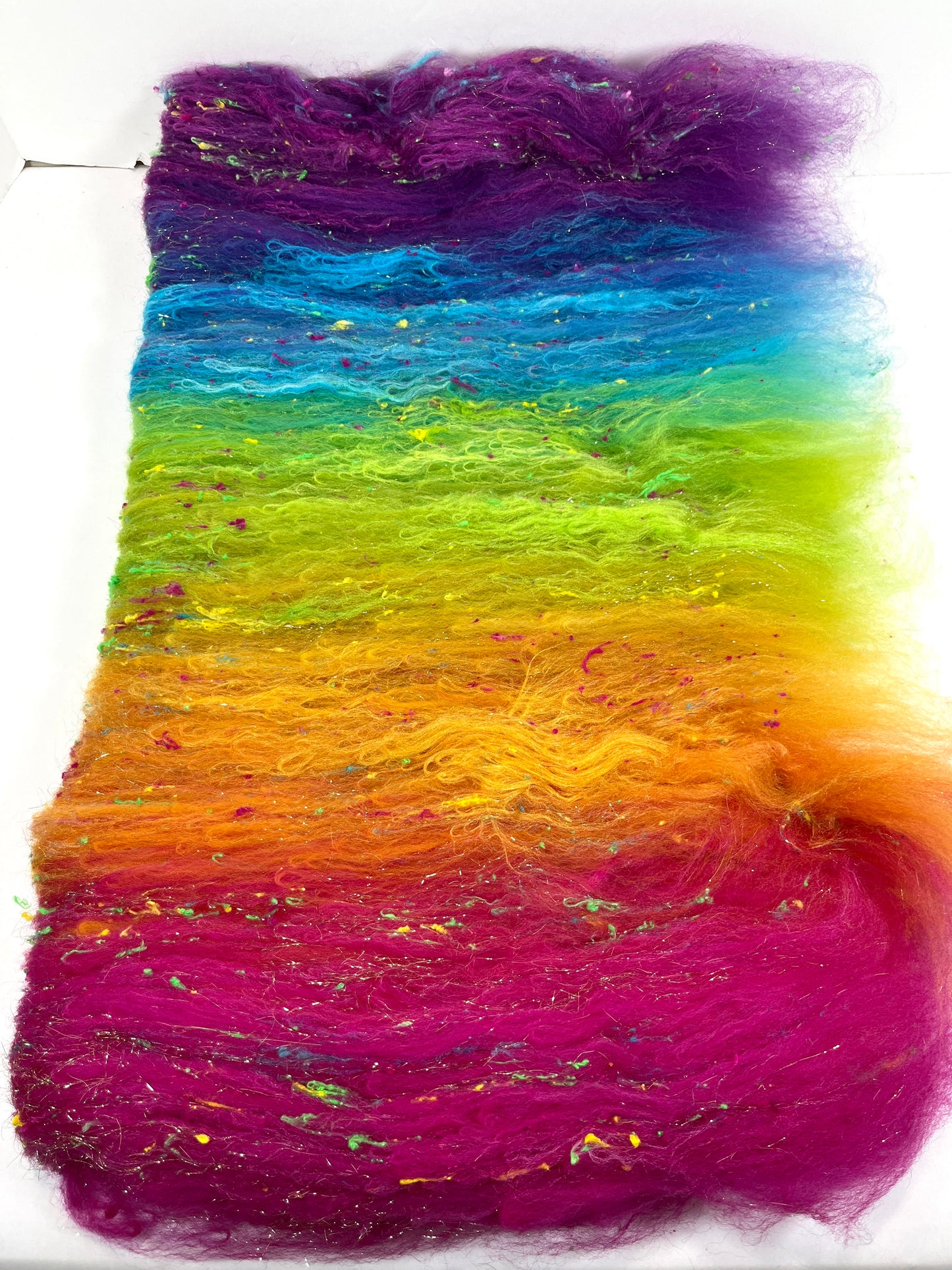 Plumeria Gradient Batt 0819-02 - 2.5 oz Cormo wool, silk, noils, spinning fiber, handspinning, nuno, felting wool, weaving, spindle