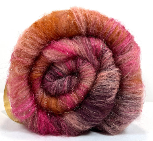 Rowena Special Batt 0829-02 - 3.1 oz Polwarth and Corriedale wool, silk, sparkle, spinning fiber, handspinning, nuno, felting wool, weaving, spindle