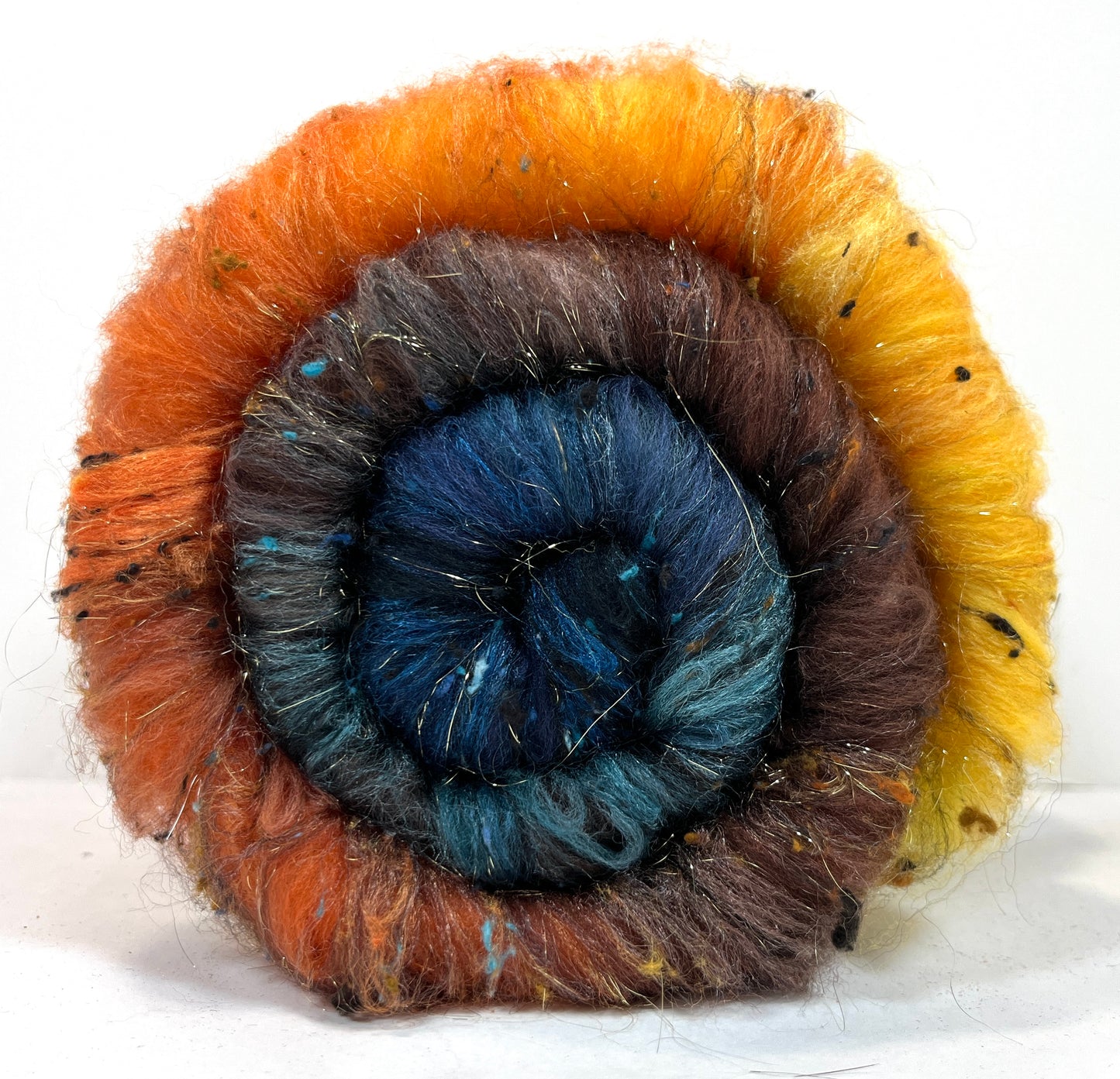 Harvest Moon Batt 1231-03 - 2.6 oz Falkland Merino wool, silk, noils, spinning fiber, drumcarded, handspinning, nuno, felting wool