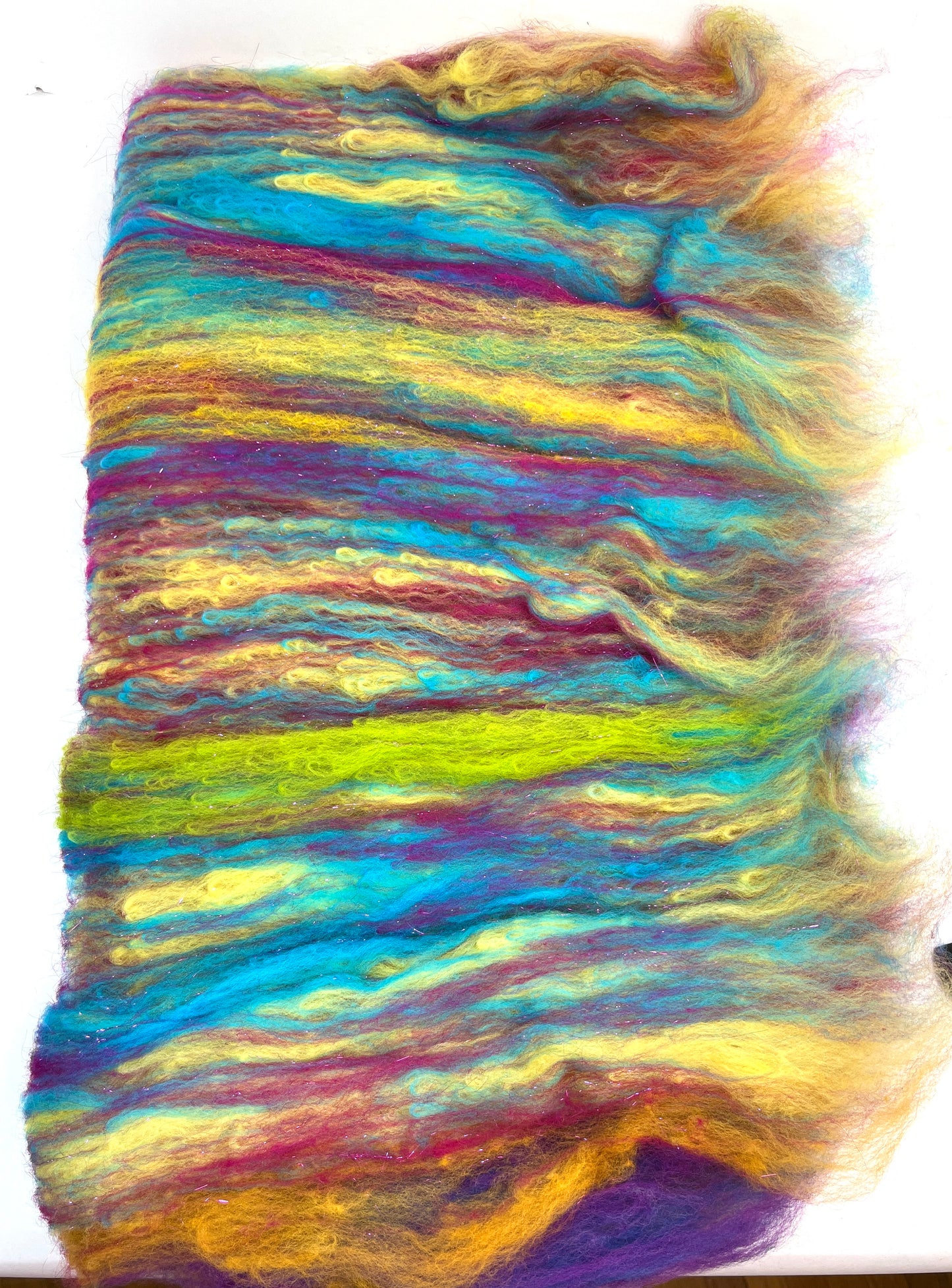 Crayon Box Batt 0618-05 - 2.7 oz Soft wool, sparkle, spinning fiber, drumcarded, handspinning, nuno, felting wool