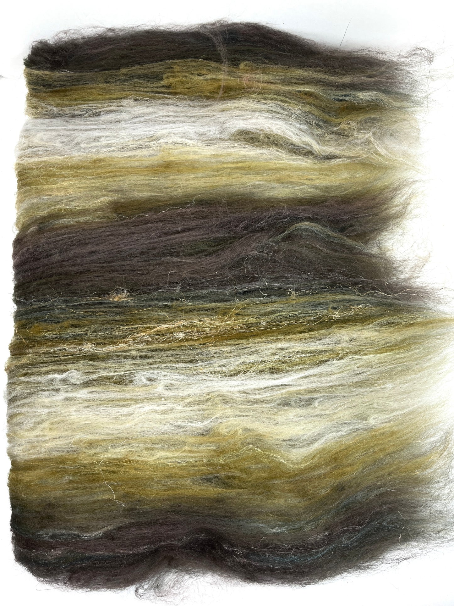 Mussels Batt 0210-03 - 2 oz Merino, silk, flax wool, silk, spinning fiber, drumcarded, handspinning, nuno, felting wool