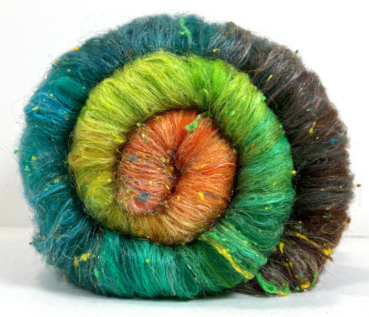Sea Witch Gradient Batt 0905-02 - 2.8 oz Polwarth wool, silk, hemp, noils, spinning fiber, handspinning, nuno, felting wool, weaving, spindle