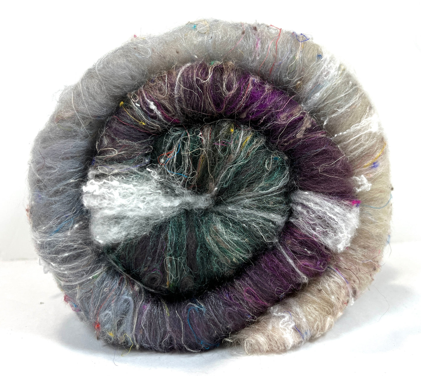 Morning Fog Batt 0104-01 - 2.6  Polwarth wool, silk, noils, spinning fiber, drumcarded, handspinning, nuno, felting wool