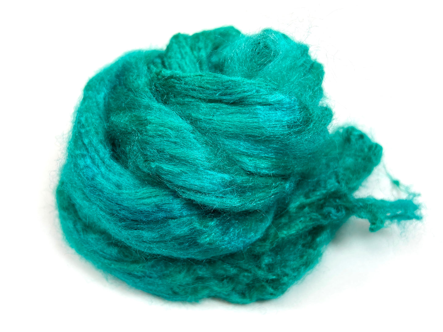 Tussah Silk - Turquoise Mint- hand dyed, nuno felting, spinning fiber, art yarn, handspinning, felting fiber, corespinning, roving, 1101-02