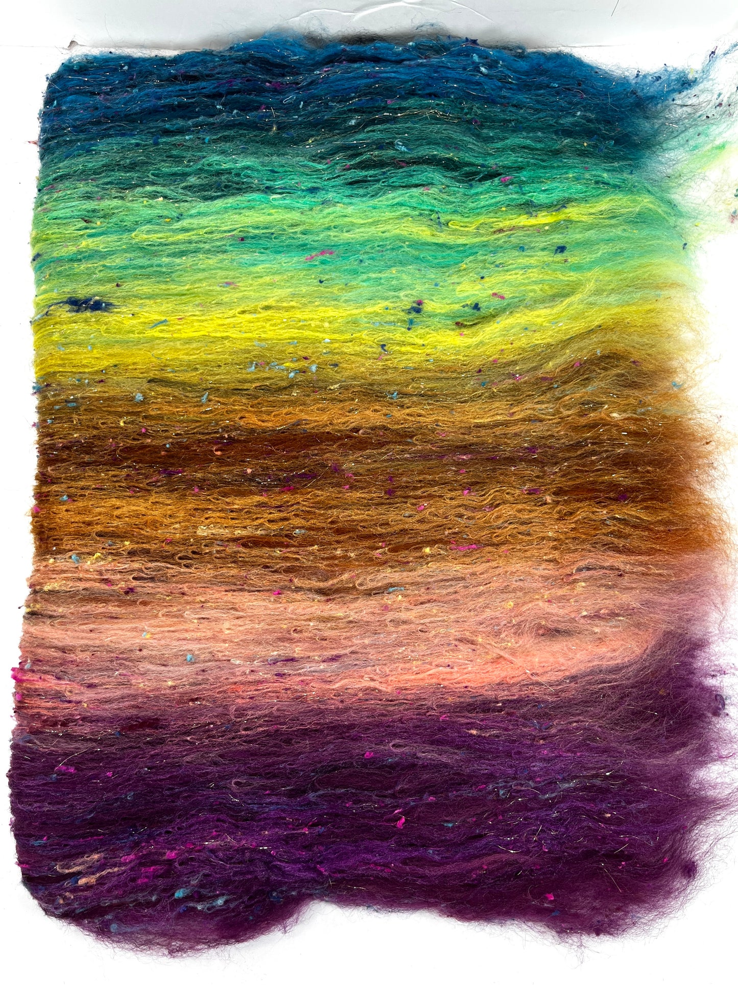 Reverie Batt 0118-02 - 2.7 oz Corriedale wool, silk, noils, spinning fiber, drumcarded, handspinning, nuno, felting wool