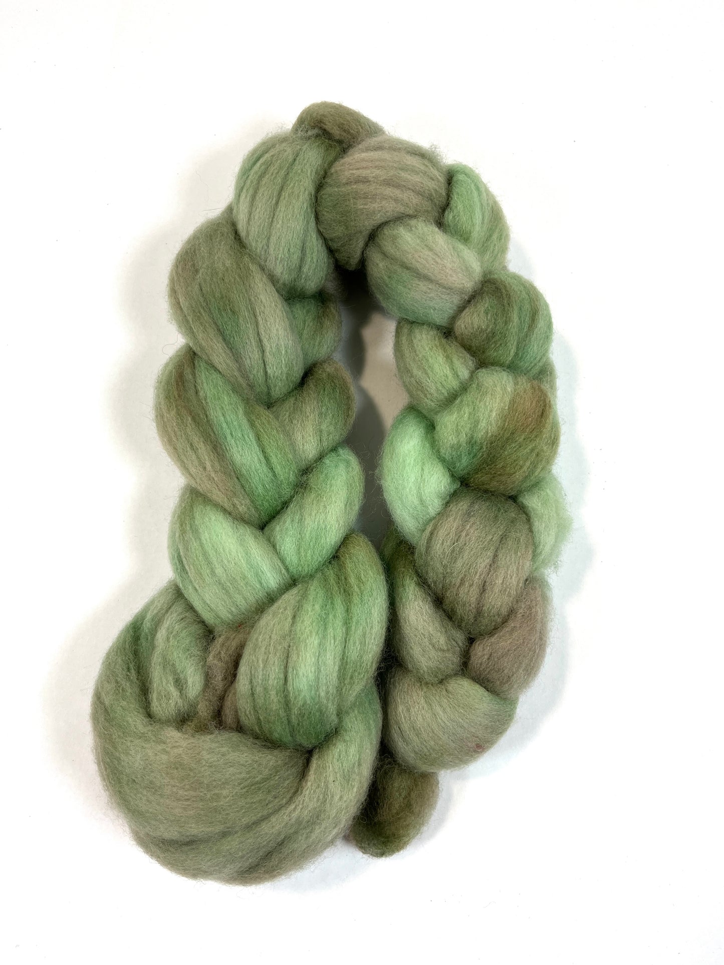 OOAK Green - 2 oz Polwarth combed top, roving, spinning fiber, handspinning, felting, needle felting, weaving supplies