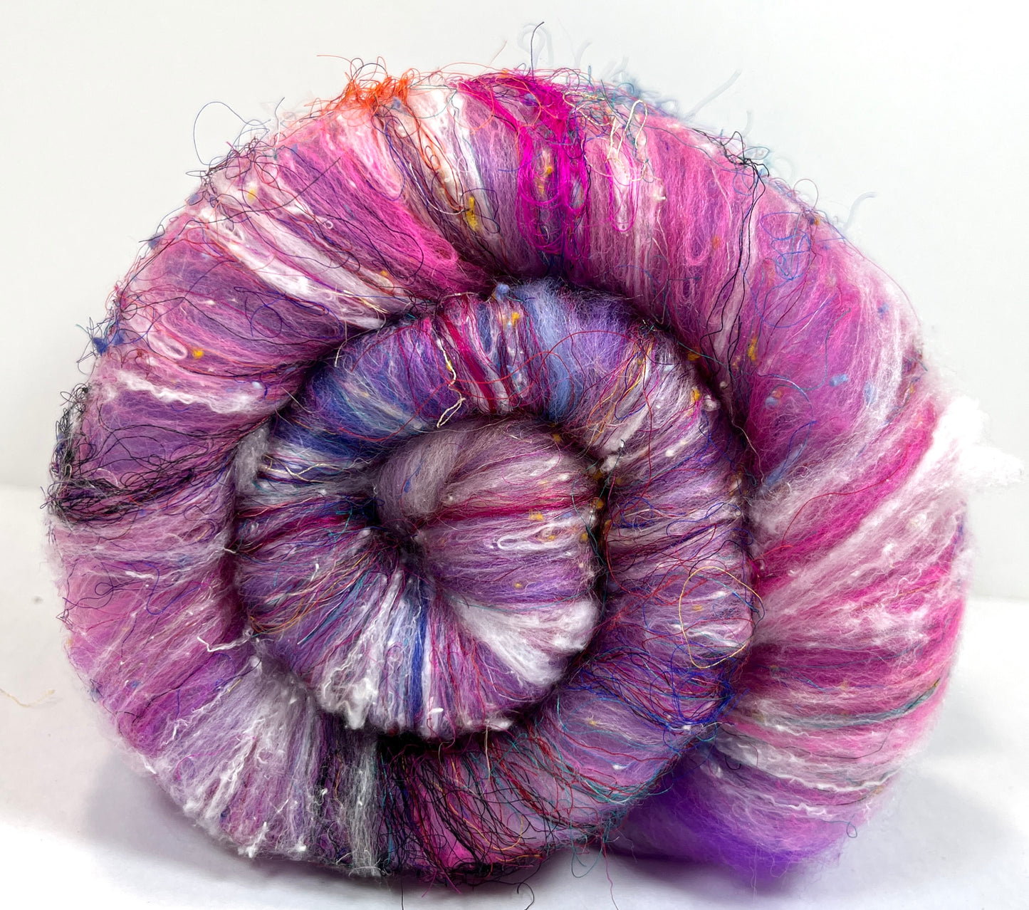 Art Batt 1224-06, 3.5 oz Soft wool, silk, flax, noils, spinning fiber, drumcarded, handspinning, nuno, felting wool