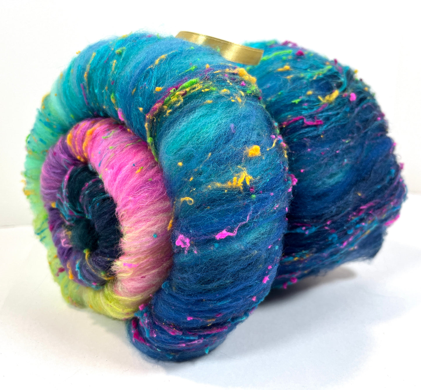 Nemesis Batt 0404-03 - 2.8 oz Cormo wool, silk, noils, spinning fiber, drumcarded, handspinning, nuno, felting wool