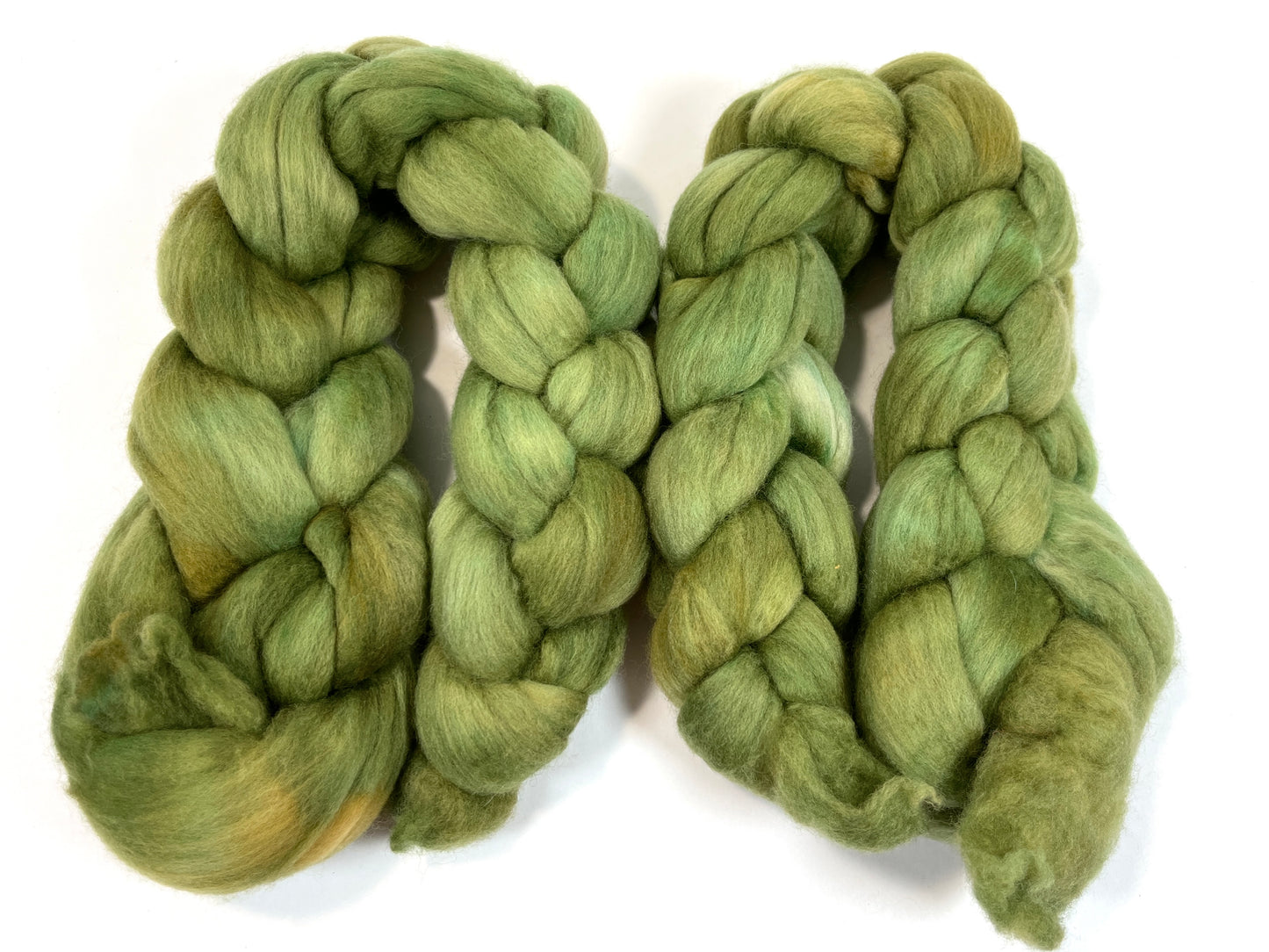 Artichoke Oopsie - 4 oz Falkland Merino combed top, roving, spinning fiber, handspinning, felting, needle felting, weaving supplies