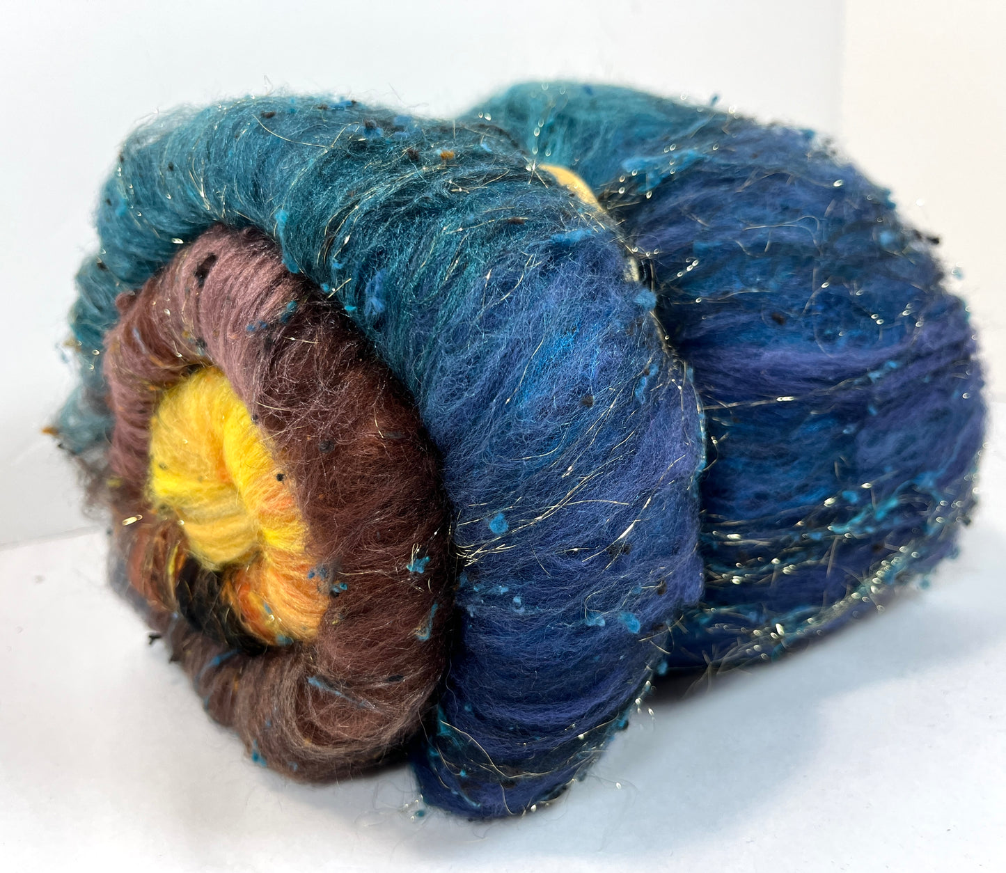 Harvest Moon Batt 1231-04 - 2.7 oz Falkland Merino wool, silk, noils, spinning fiber, drumcarded, handspinning, nuno, felting wool