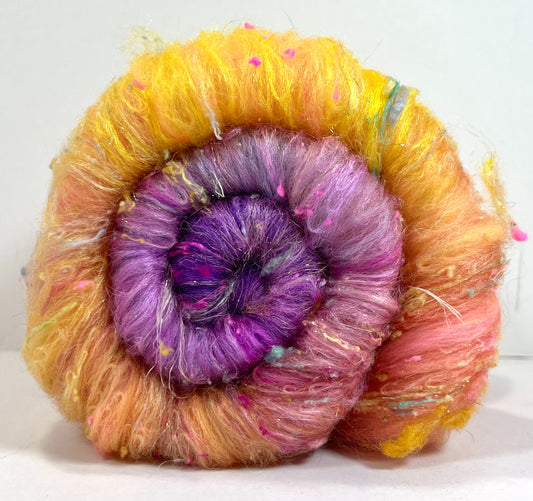 Cindy Lou Gradient Batt 0905-05 - 2.7 oz Polwarth wool, silk, hemp, noils, spinning fiber, handspinning, nuno, felting wool, weaving, spindle