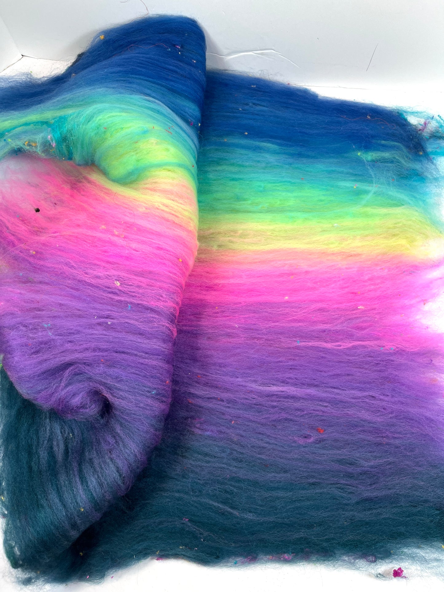 Nemesis Batt 0404-01 - 2.8 oz Cormo wool, silk, noils, spinning fiber, drumcarded, handspinning, nuno, felting wool