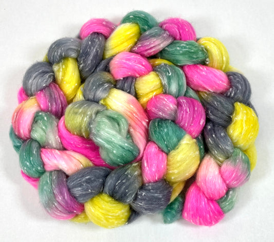 Nancy SC - 4 oz 80/20 South American wool/rayon nepps combed top, roving, spinning fiber, handspinning, felting, needle felting, weaving supplies