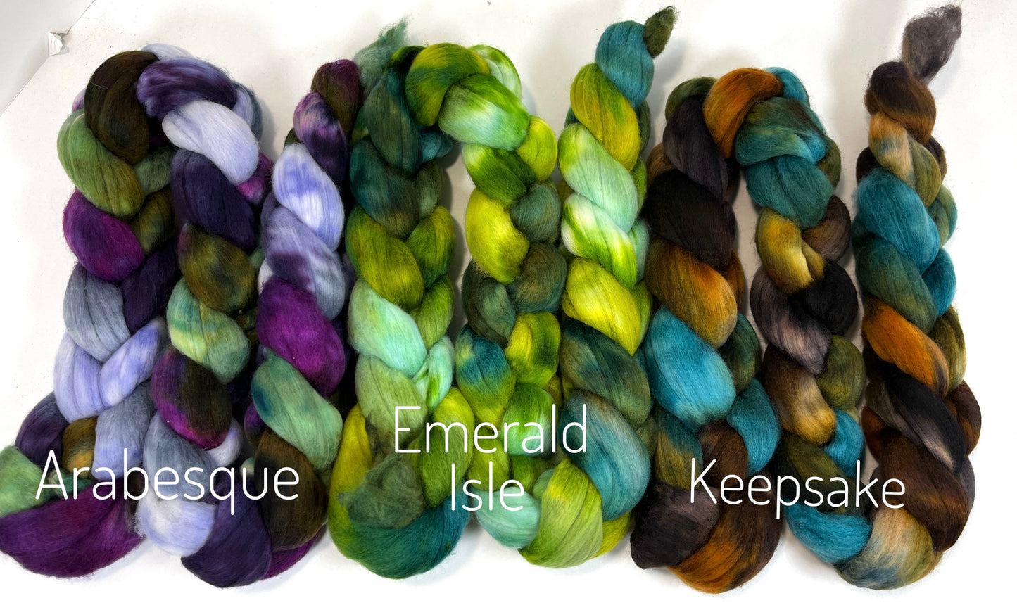 Fade Set 12 oz - Arabesque, Emerald Isle and Keepsake, hand dyed wool fiber, for handspinning, weaving, felting