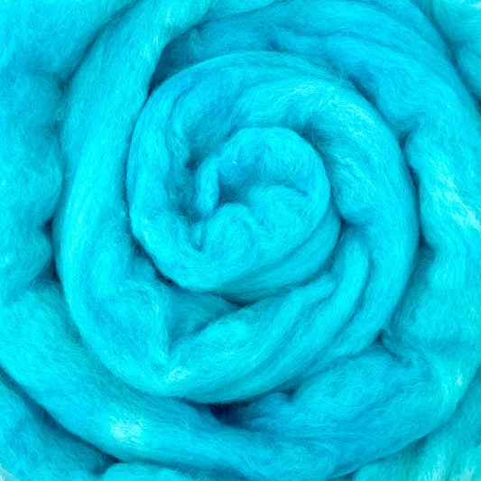 Cyan- 2 oz hand dyed semisolid wool combed top