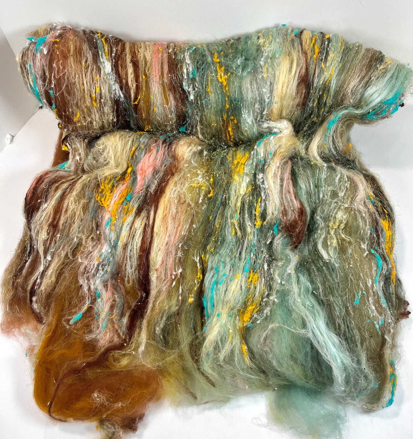 Prairie Batt 0730-01 - 4.3 oz soft wool, silk, noils, spinning fiber, drumcarded, handspinning, nuno, felting wool
