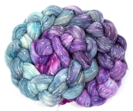 Frostberry MG - 4 oz 80/20 South American wool/rayon nepps combed top, roving, spinning fiber, handspinning, felting, needle felting, weaving supplies