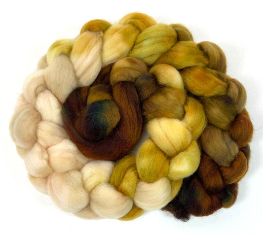 Hazel MG - 4 oz hand painted wool combed top, roving, spinning fiber, handspinning, felting, mirrored gradient