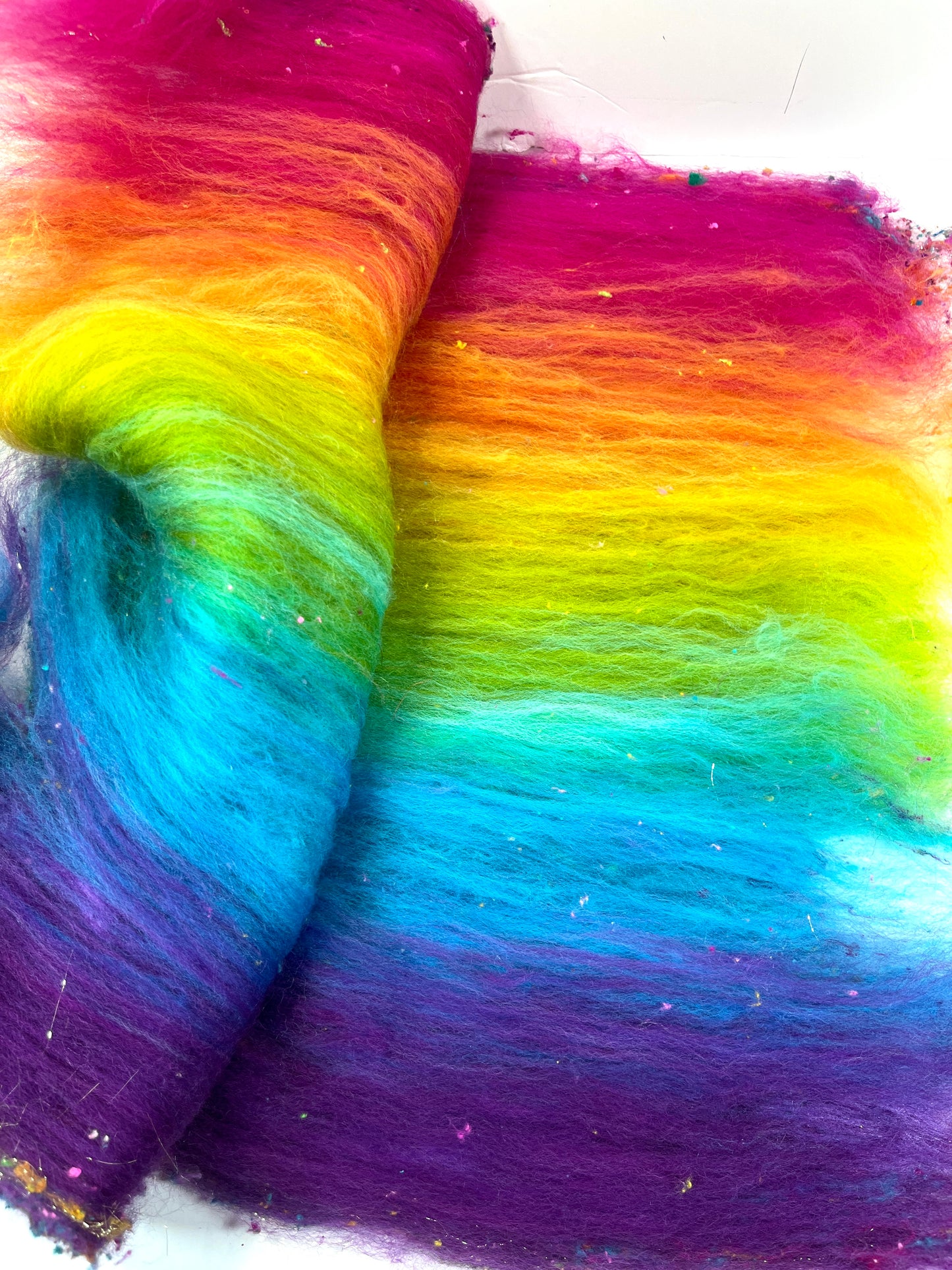 Plumeria Batt 0404-05 - 2.7 oz Corriedale wool, silk, noils, spinning fiber, drumcarded, handspinning, nuno, felting wool